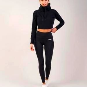 Gymshark Black Cowl Neck Cropped Hoodie Size Small ...